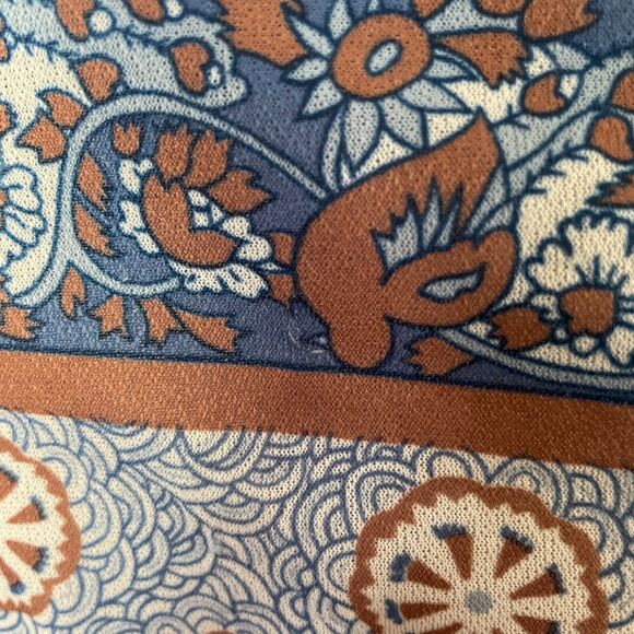 Vintage 70s Top Womens Size Small Blue Floral Boho Peasant Retro Casual Poly Vtg - Picture 10 of 15